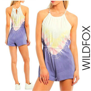 Wildfox Edelweiss Tie Dye Halter Neck Sleeveless Romper Back Keyhole Small NWT
